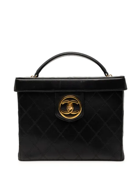 CHANEL Pre-Owned 1994-1996 CC Stitched Calfskin Turnlock Case vanity bag