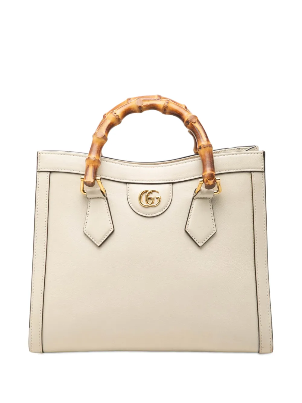 Gucci Pre-Owned 2016-2026 Small Leather Bamboo Diana satchel - Bianco