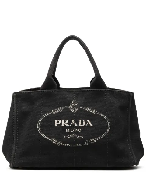 Prada Pre-Owned bolsa satchel de lona Canapa y logo 2013-2026