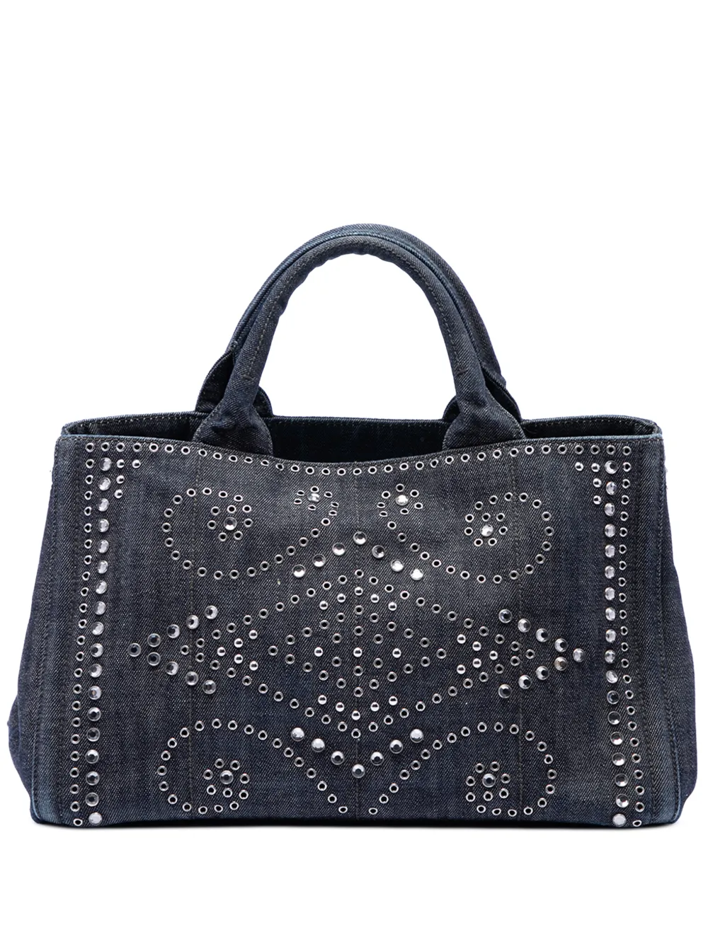 Prada Pre-Owned 2000-2013 Studded Denim Canapa Logo satchel - Grau
