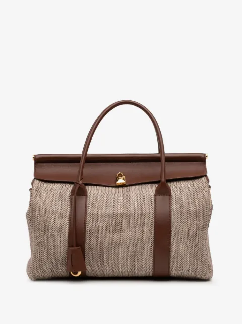 Loro Piana Pre-Owned 2010-2026 Toile Herringbone and Leather Loom L32 tote bag