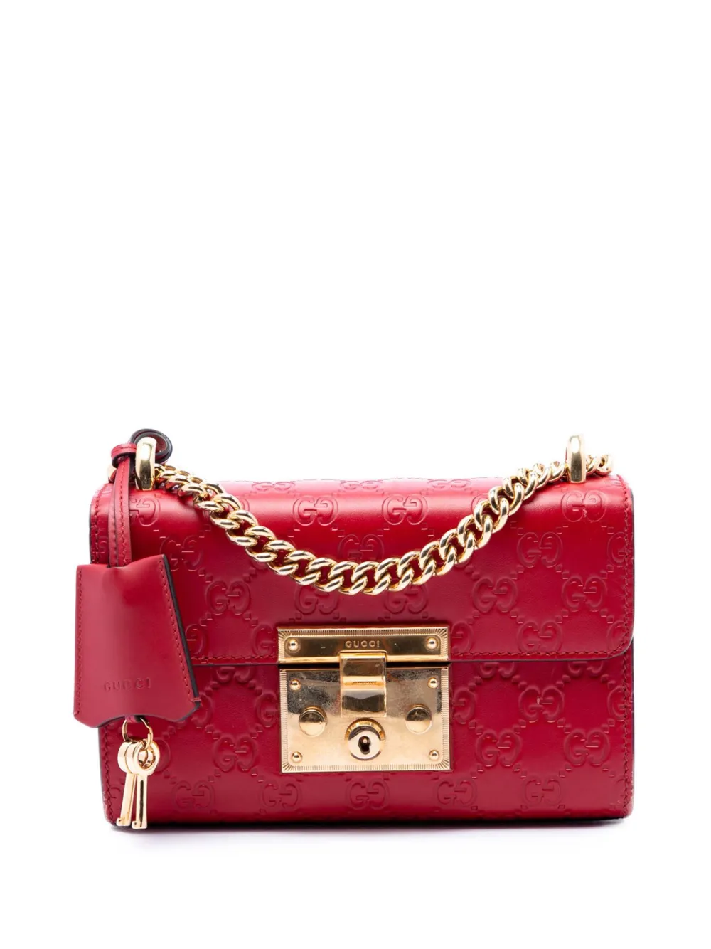 Gucci Pre-Owned 2016-2026 Small Guccissima Padlock crossbody bag - Rosso