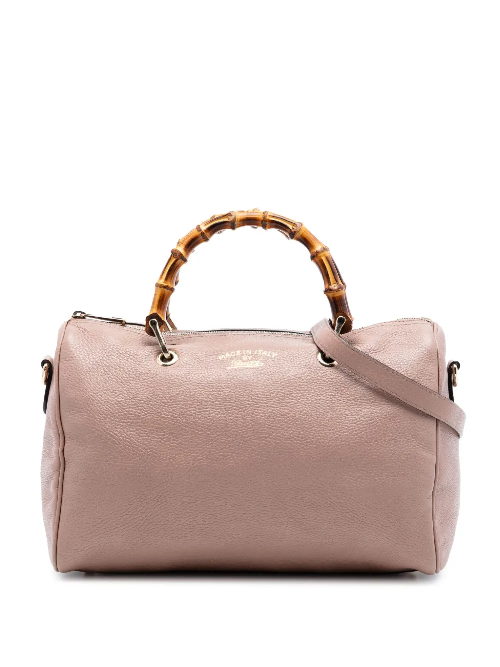 Gucci Pre-Owned 2016-2026 Medium Calfskin Bamboo Shopper Boston Bag satchel - Marrone