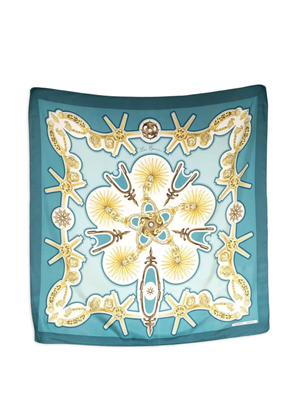 Hermès Pre-Owned 1970s Les Eperons silk scarf - Blu