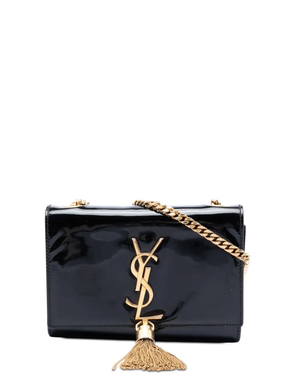 Saint Laurent Pre-Owned 2014 Small Patent Monogram Kate Tassel crossbody bag - Nero