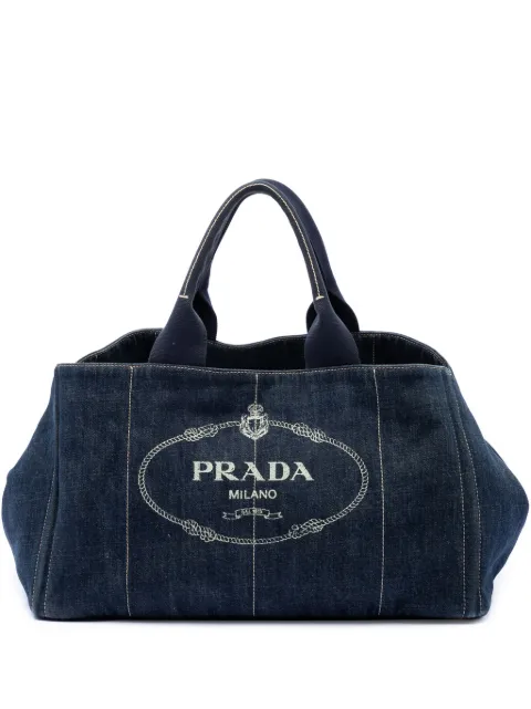 Prada Pre-Owned 2013-2026 Canapa Tote Bag aus Denim mit Logo