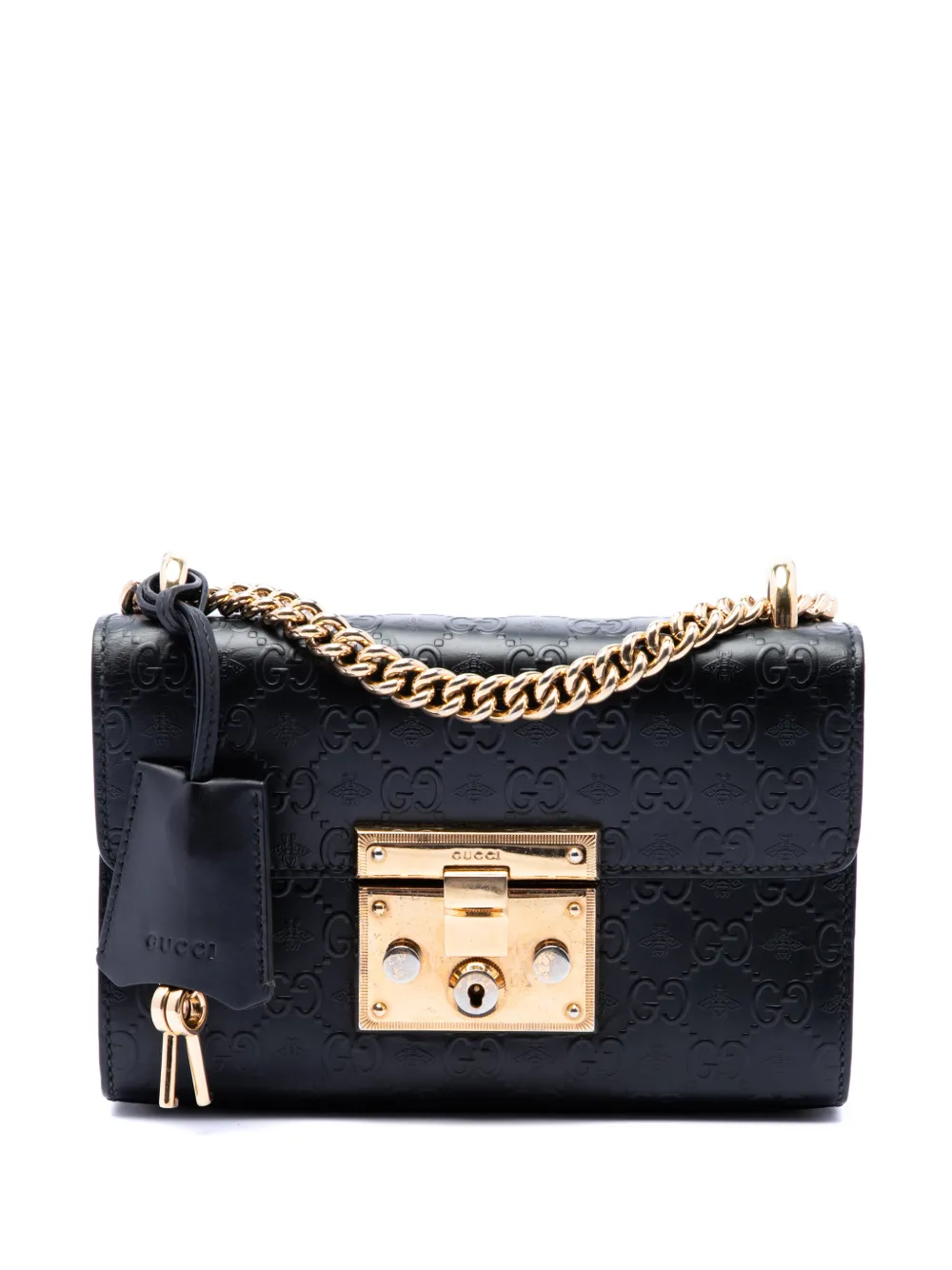 Gucci Pre-Owned 2016-2026 Small Guccissima Padlock crossbody bag - Nero