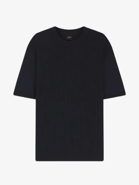 BOSS ribbed-knit short-sleeve sweater