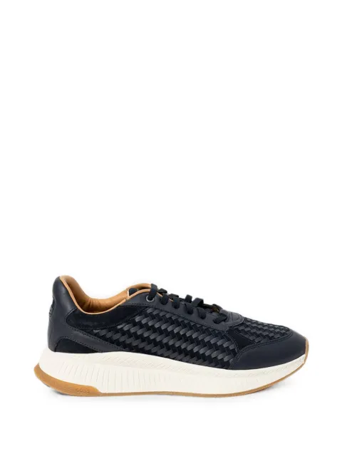 BOSS woven-panel leather sneakers