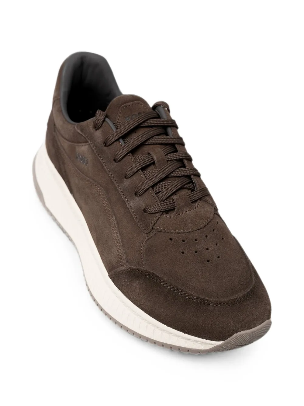 BOSS perforated-detail suede sneakers Bruin