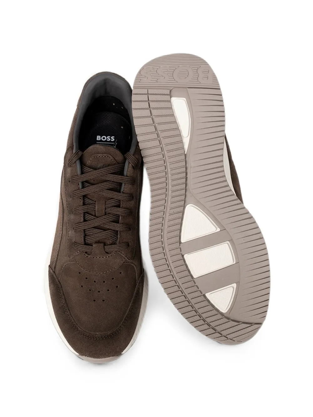 BOSS perforated-detail suede sneakers Bruin
