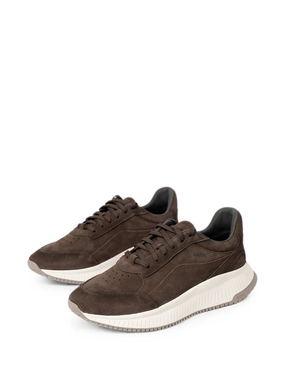 BOSS perforated-detail suede sneakers Bruin