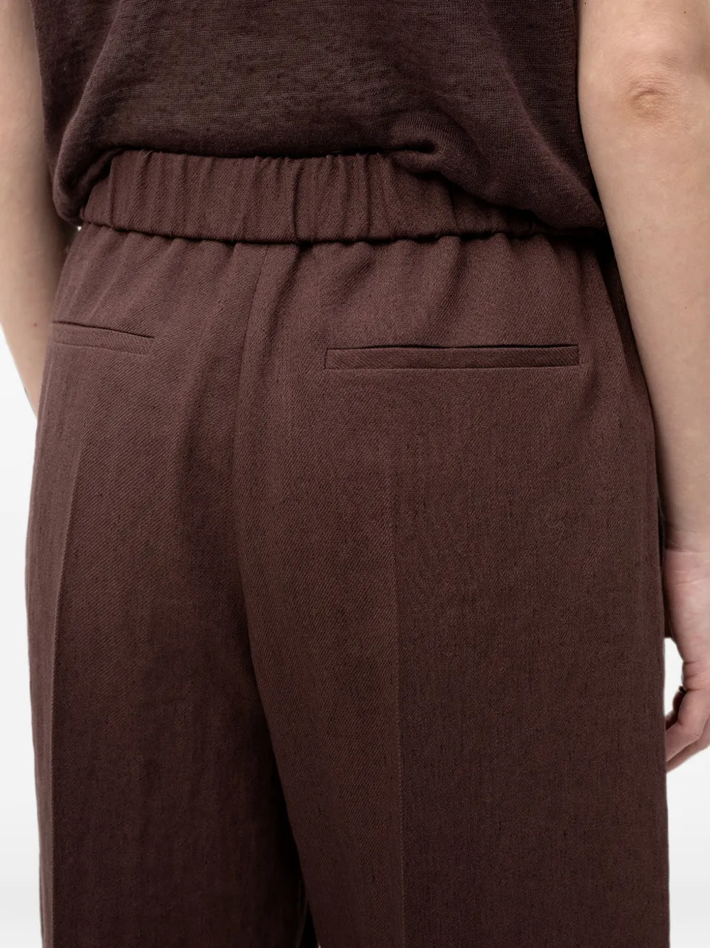BOSS Shorts met elastische taille en plooien Bruin