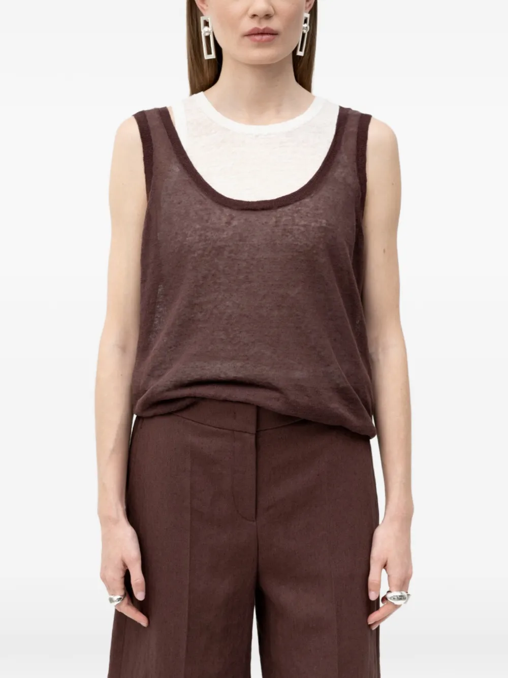 BOSS Shorts met elastische taille en plooien Bruin