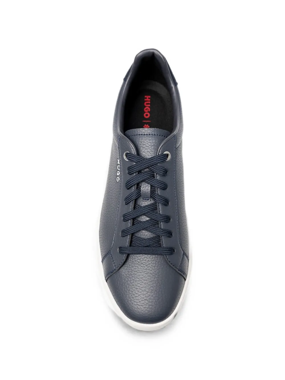 HUGO Sneakers van bewerkt leer met logoplakkaat Blauw