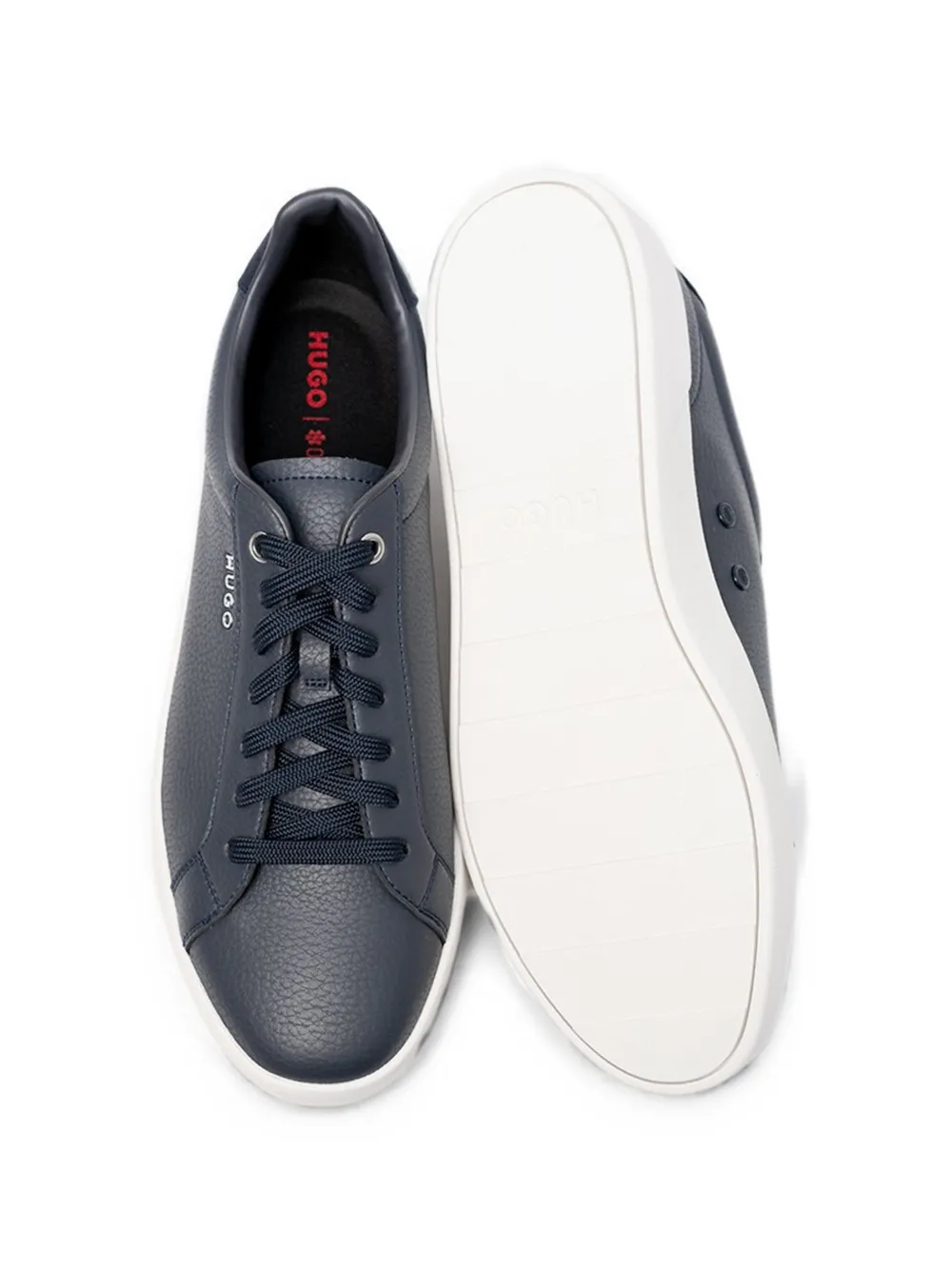 HUGO Sneakers van bewerkt leer met logoplakkaat Blauw
