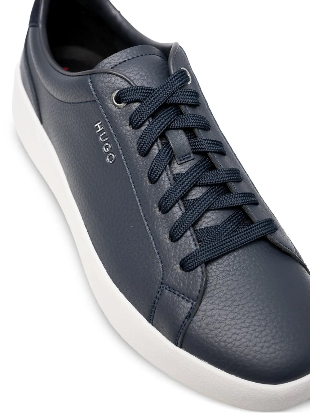 HUGO Sneakers van bewerkt leer met logoplakkaat Blauw