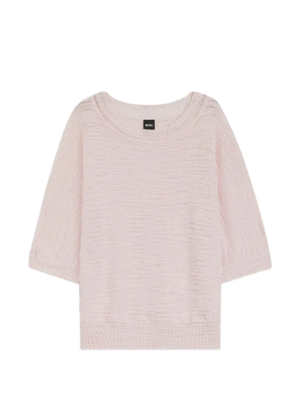 BOSS textured-knit scoop-neck jumper - Rosa