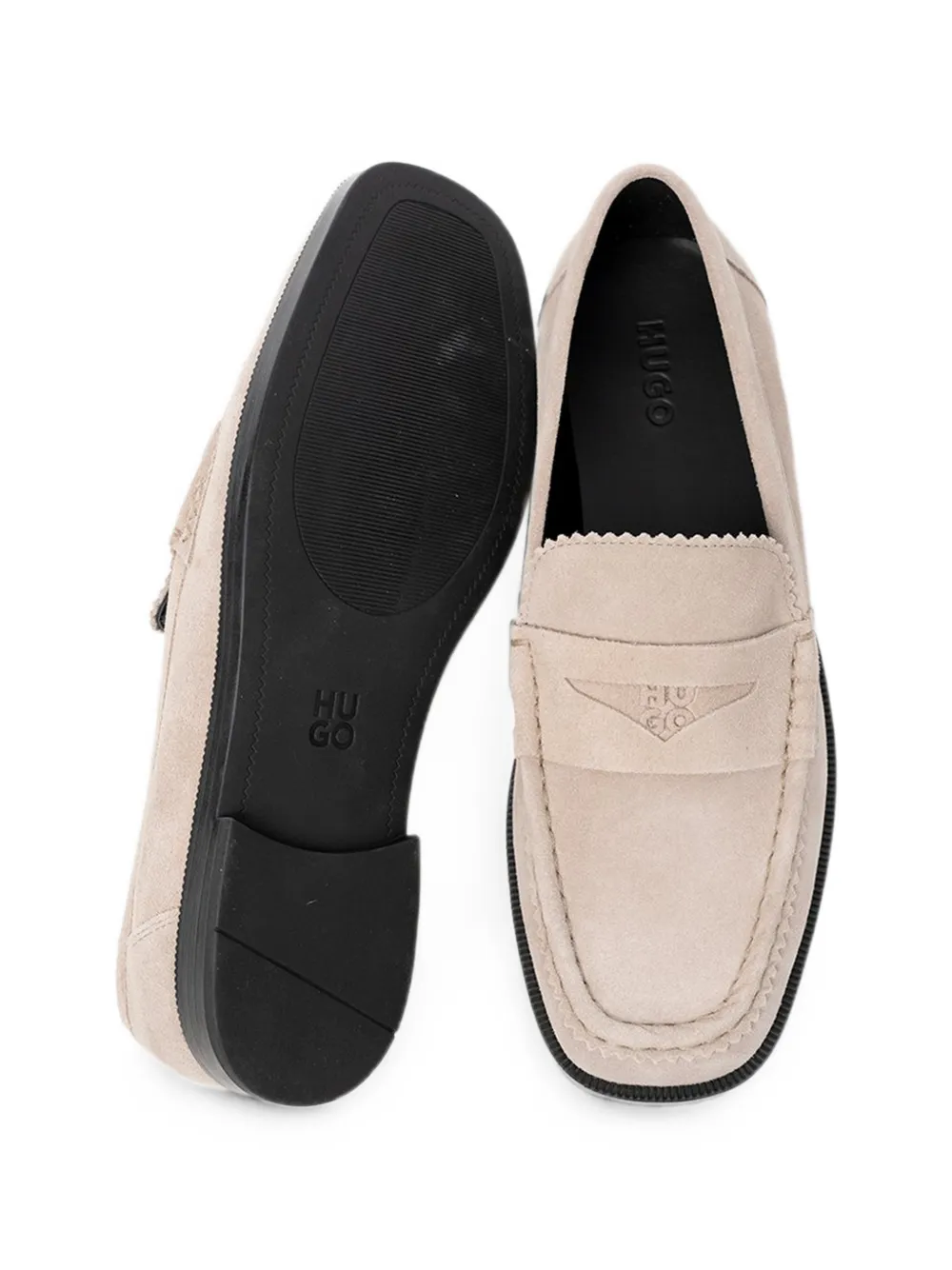 HUGO suede slip-on loafers Beige