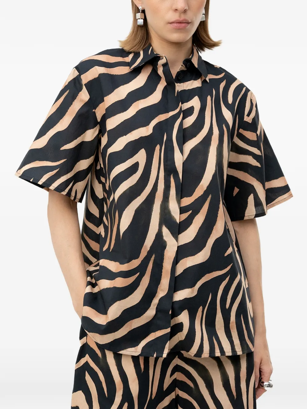 HUGO zebra-print short-sleeve shirt - Schwarz