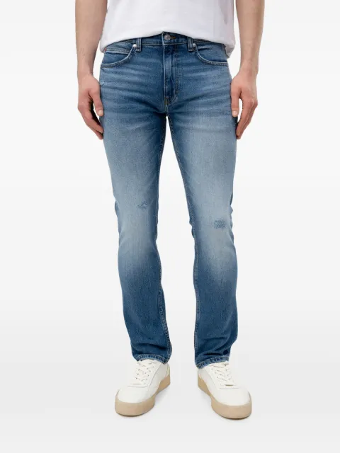 HUGO distressed logo-patch jeans
