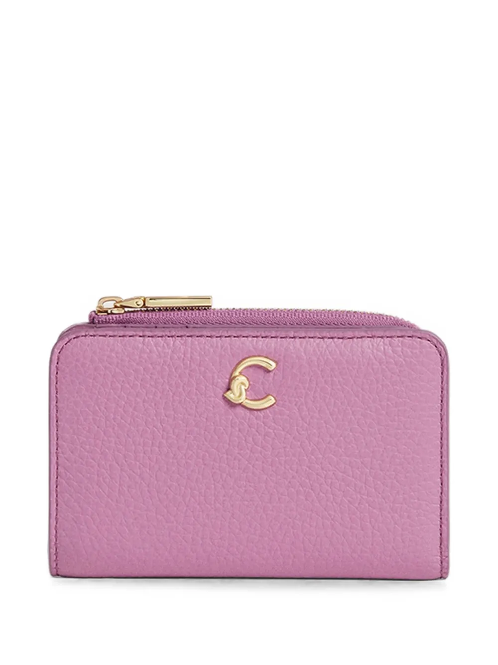 Coccinelle small C-me logo-plaque pebbled wallet - Viola