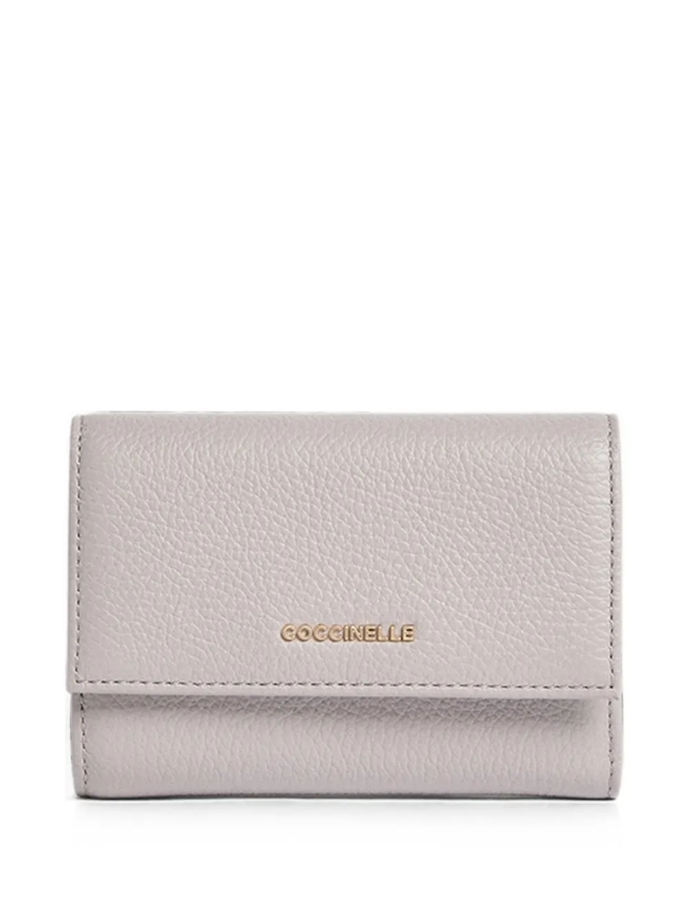 Coccinelle medium Metallic logo-plaque pebbled wallet - Grigio
