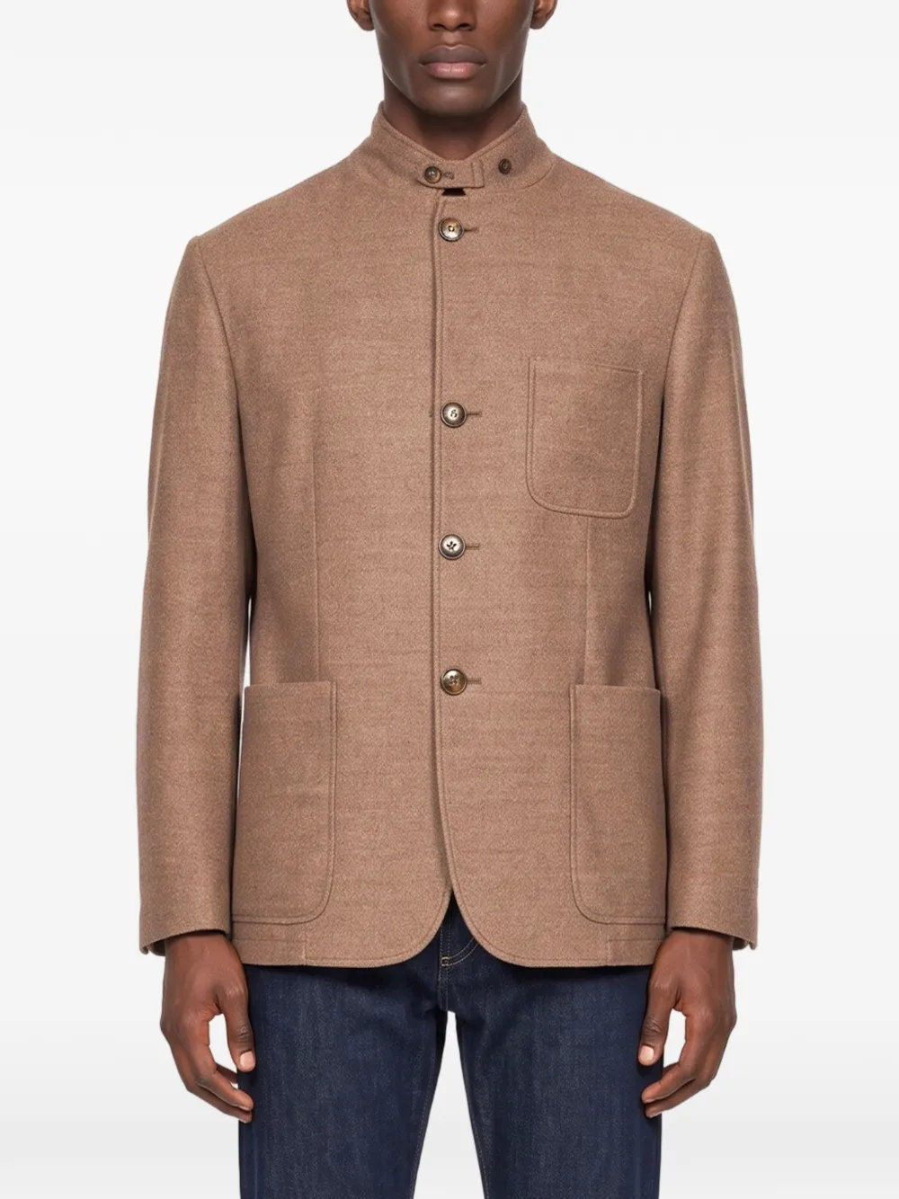 Canali button-up patch-pocket jacket Bruin