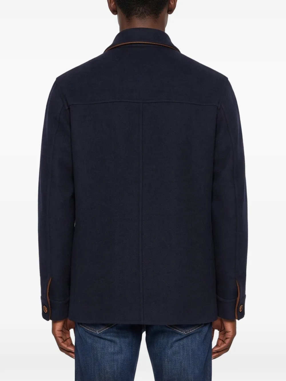 Canali button-up patch-pocket jacket Blauw