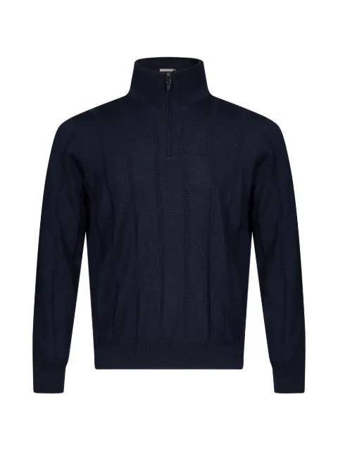 Canali quarter-zip vertical-ribbed sweater