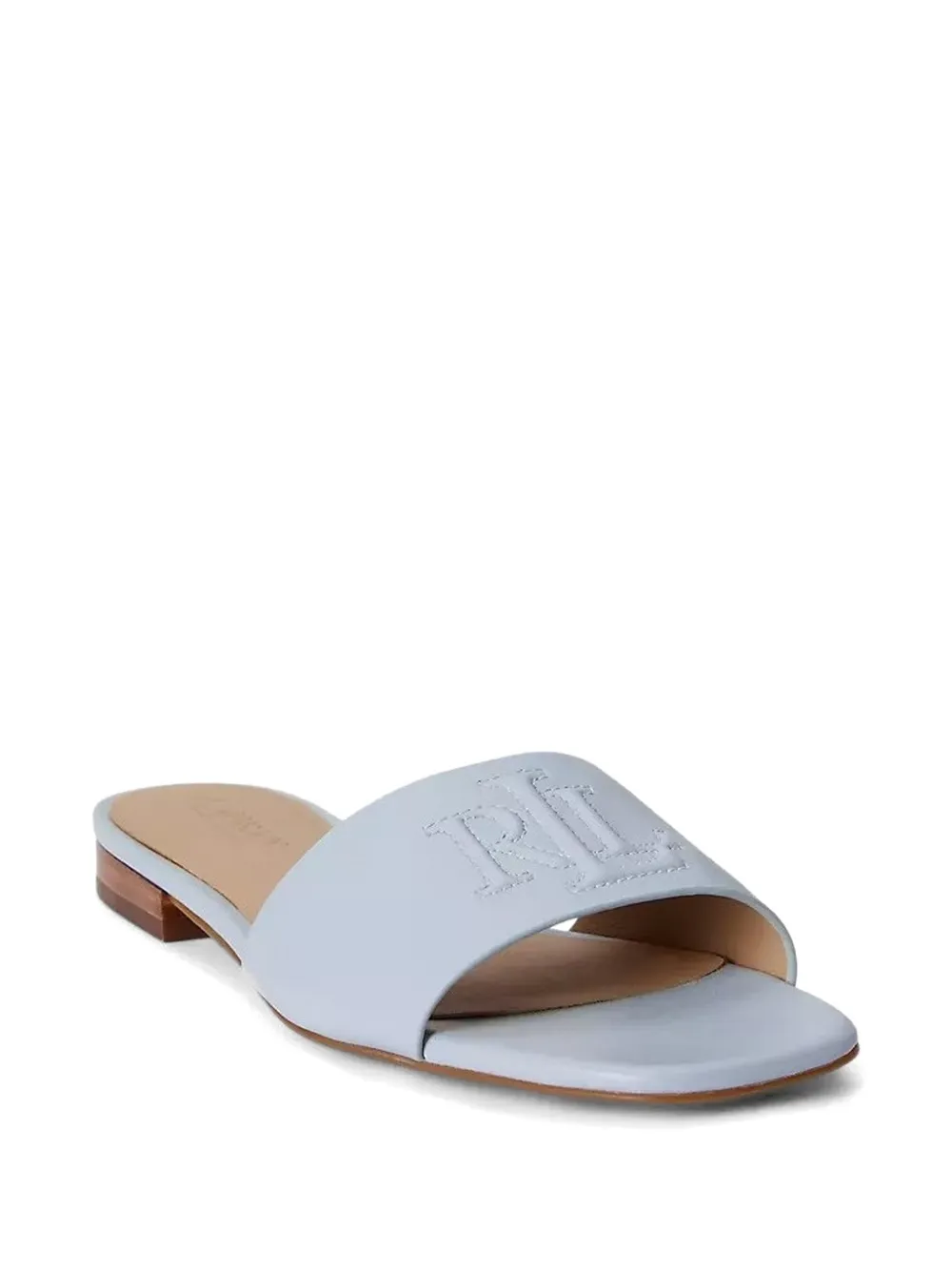 Lauren Ralph Lauren Everley logo-embroidered leather sandals Blauw