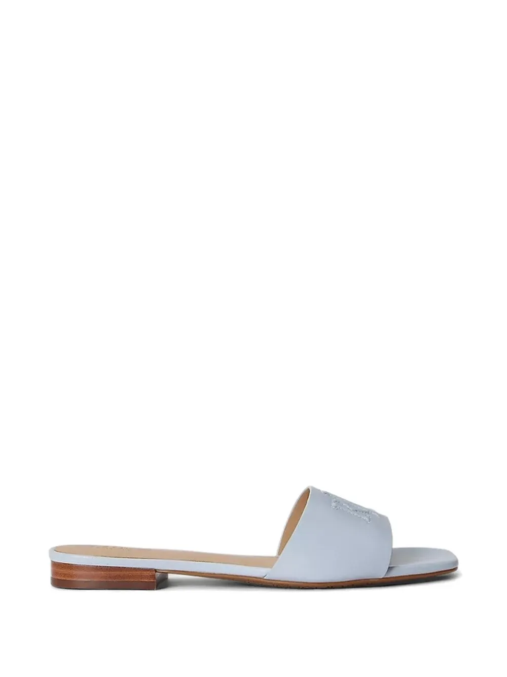 Lauren Ralph Lauren Everley logo-embroidered leather sandals Blauw