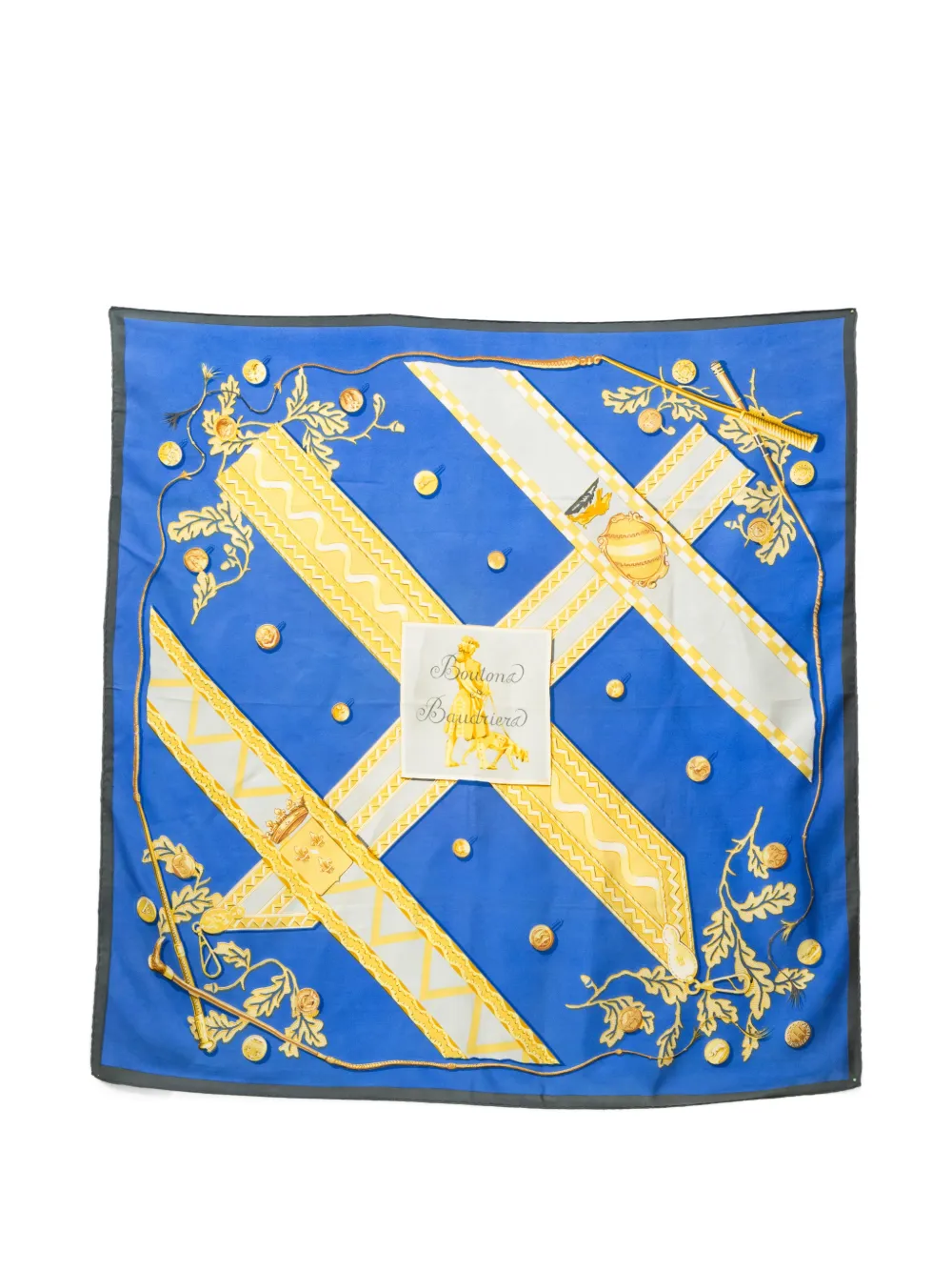 Hermès Pre-Owned 1960s Boutons et Baudriers silk scarf - Blu