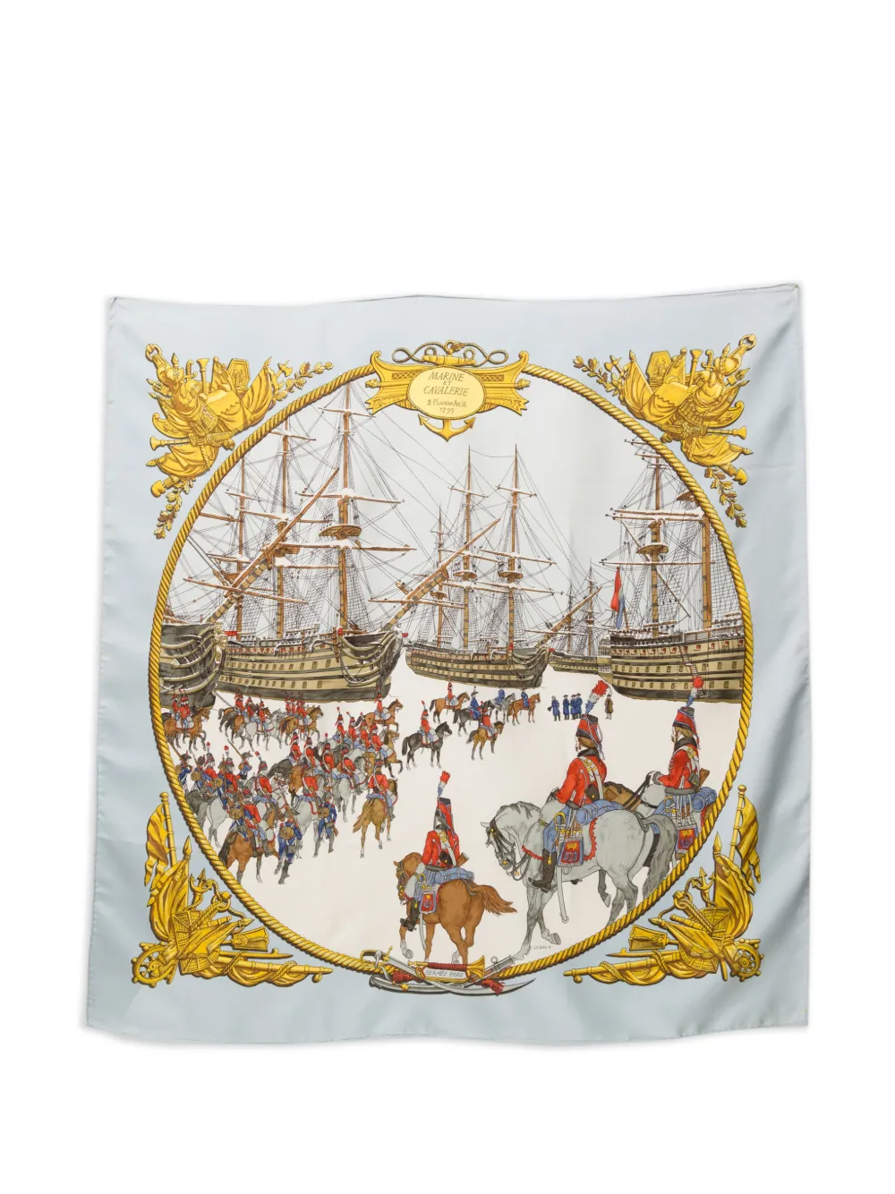 Hermès Pre-Owned 1966 Marine et Cavalerie silk scarf - Toni neutri