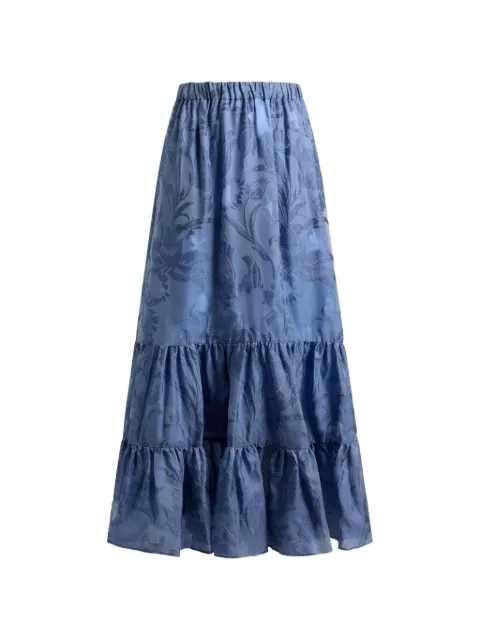 ETRO silk jacquard maxi skirt with fil coupé floral motif 
