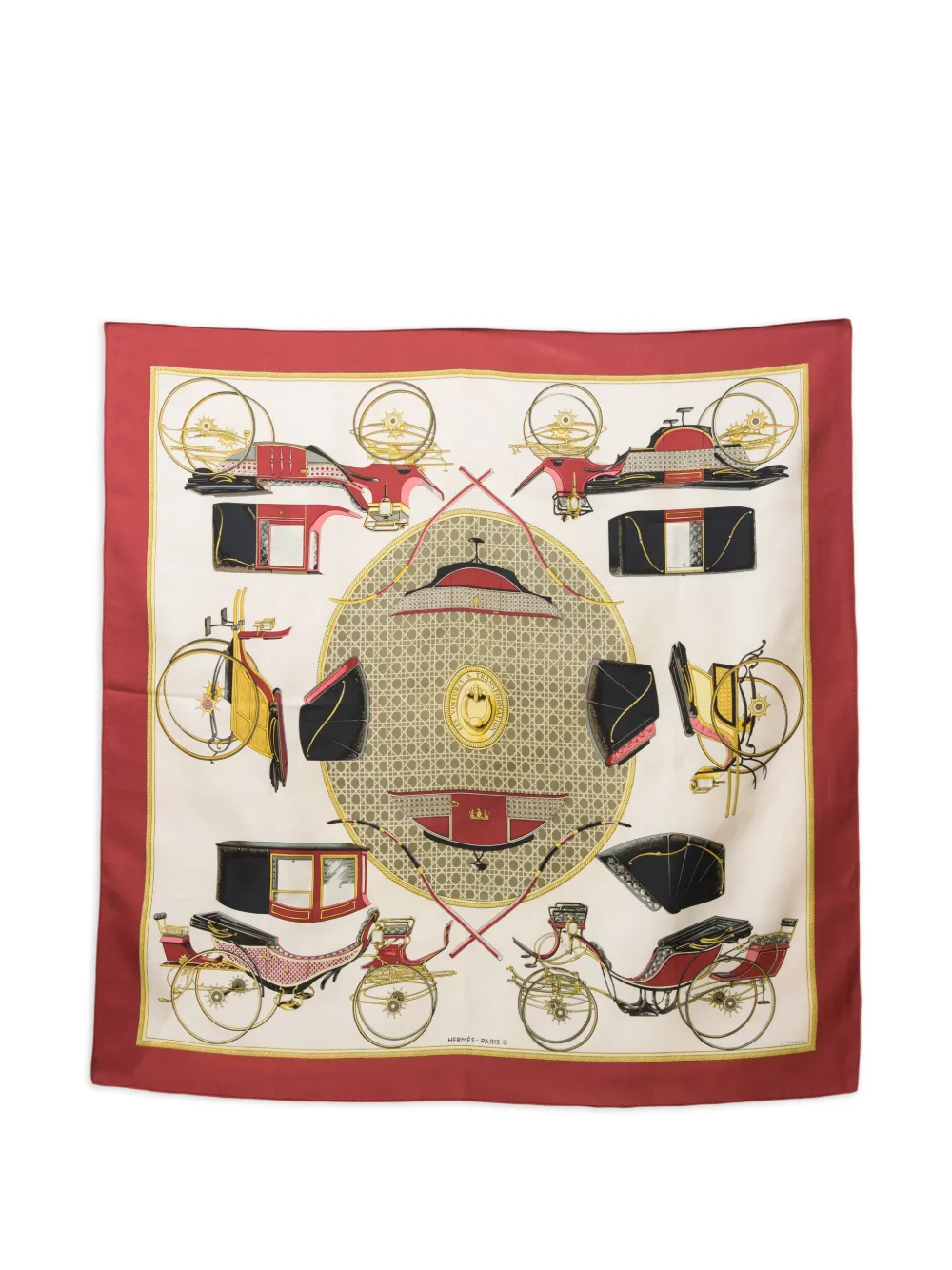 Hermès Pre-Owned 1980 Les Voitures a Transformation silk scarf - Toni neutri