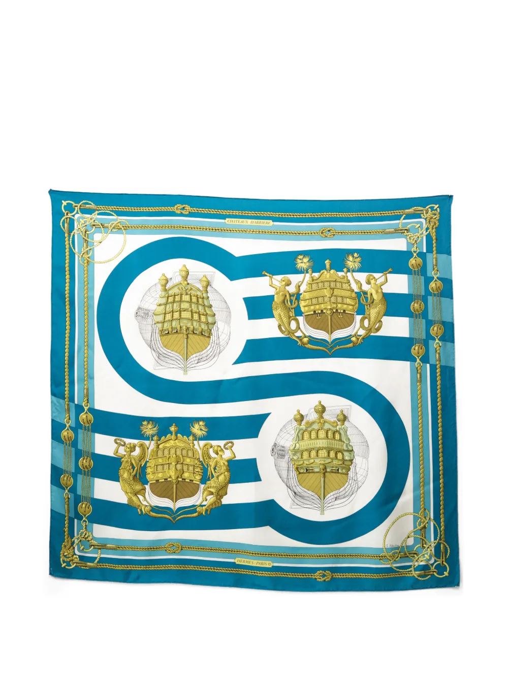 Hermès Pre-Owned 1994 Châteaux d'Arriere silk scarf - Blu
