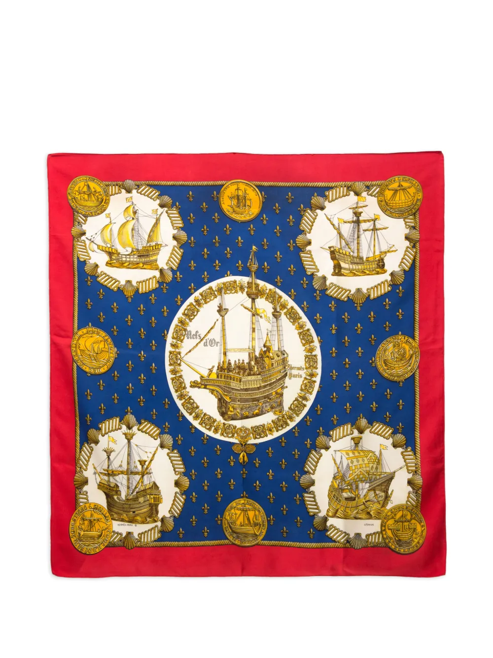 Hermès Pre-Owned 1971 Nefs d'Or silk scarf - Blu