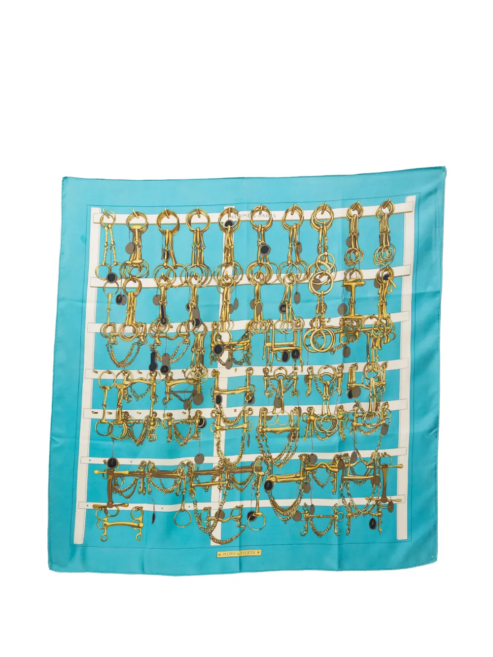 Hermès Pre-Owned 1966 Mors et Filets silk scarf - Blu