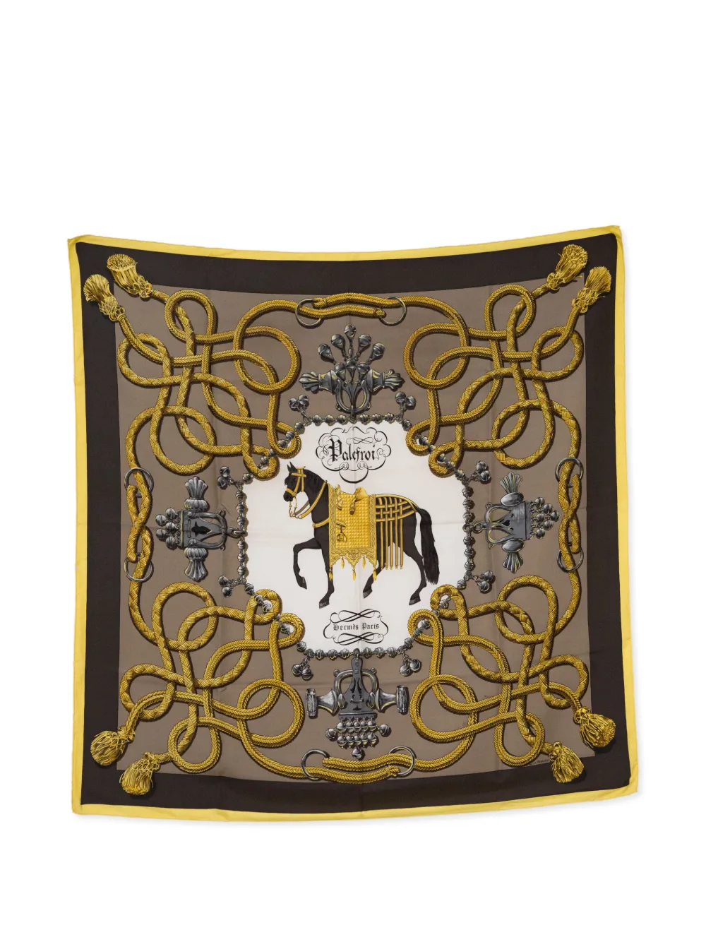 Hermès Pre-Owned 1966 Palefroi silk scarf - Marrone