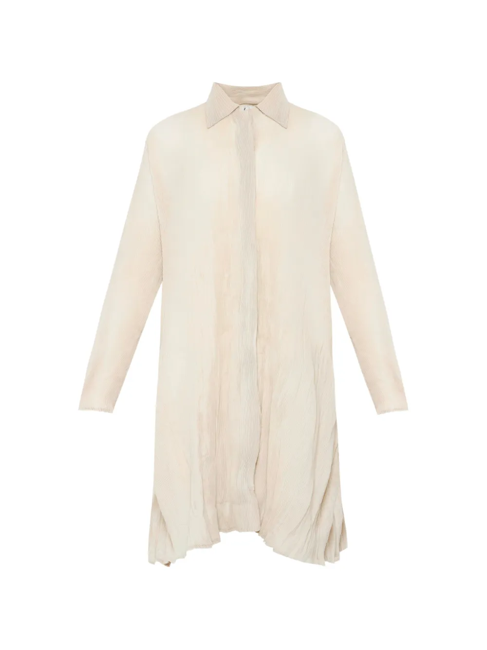 Gongdid Design crinkled-effect mini shirt dress - Toni neutri