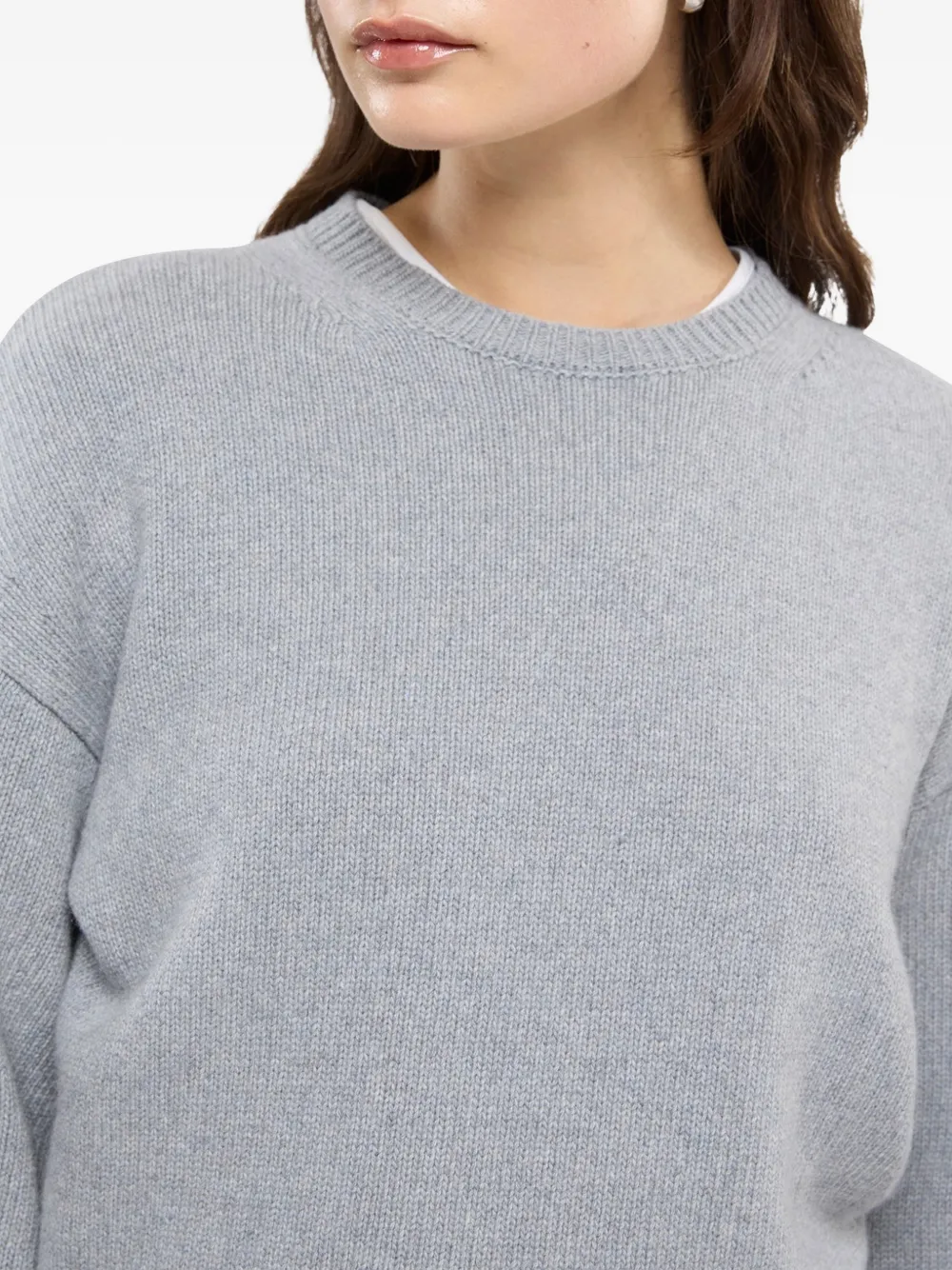 Another Tomorrow Cashmere-knit Sweater in Grey, view 5