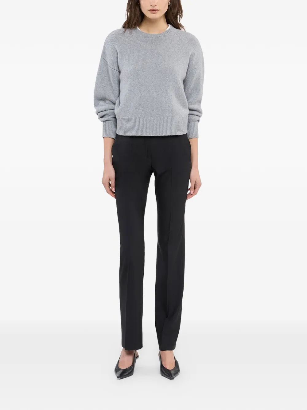 Another Tomorrow Cashmere-knit Sweater in Grey, view 2