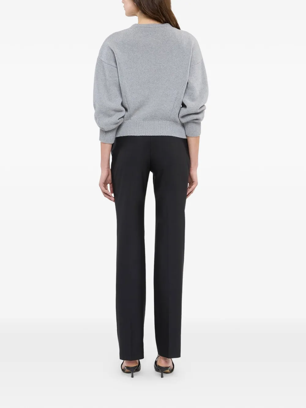 Another Tomorrow Cashmere-knit Sweater in Grey, view 4