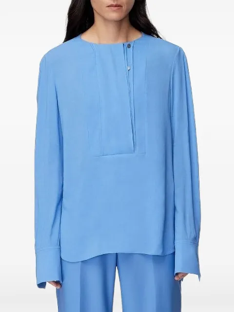 Another Tomorrow panelled silk-georgette-feel blouse