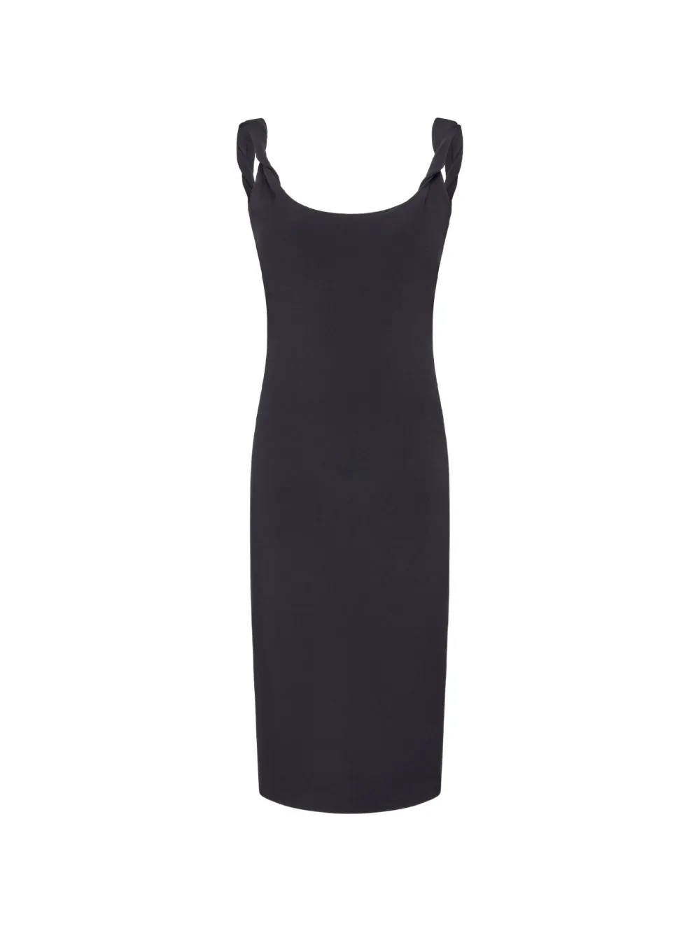 Another Tomorrow Midi-jurk met gedraaid bandje Zwart