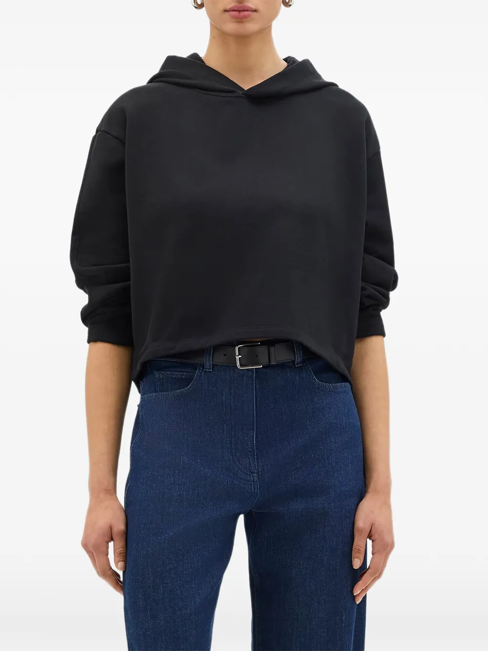 Another Tomorrow Cropped hoodie Zwart