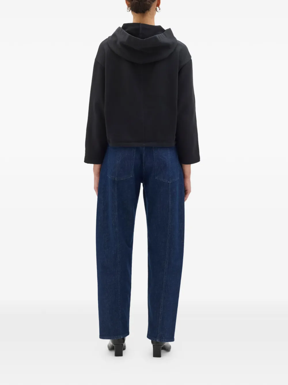  Another Tomorrow Sudadera Corta Con Capucha - Negro 