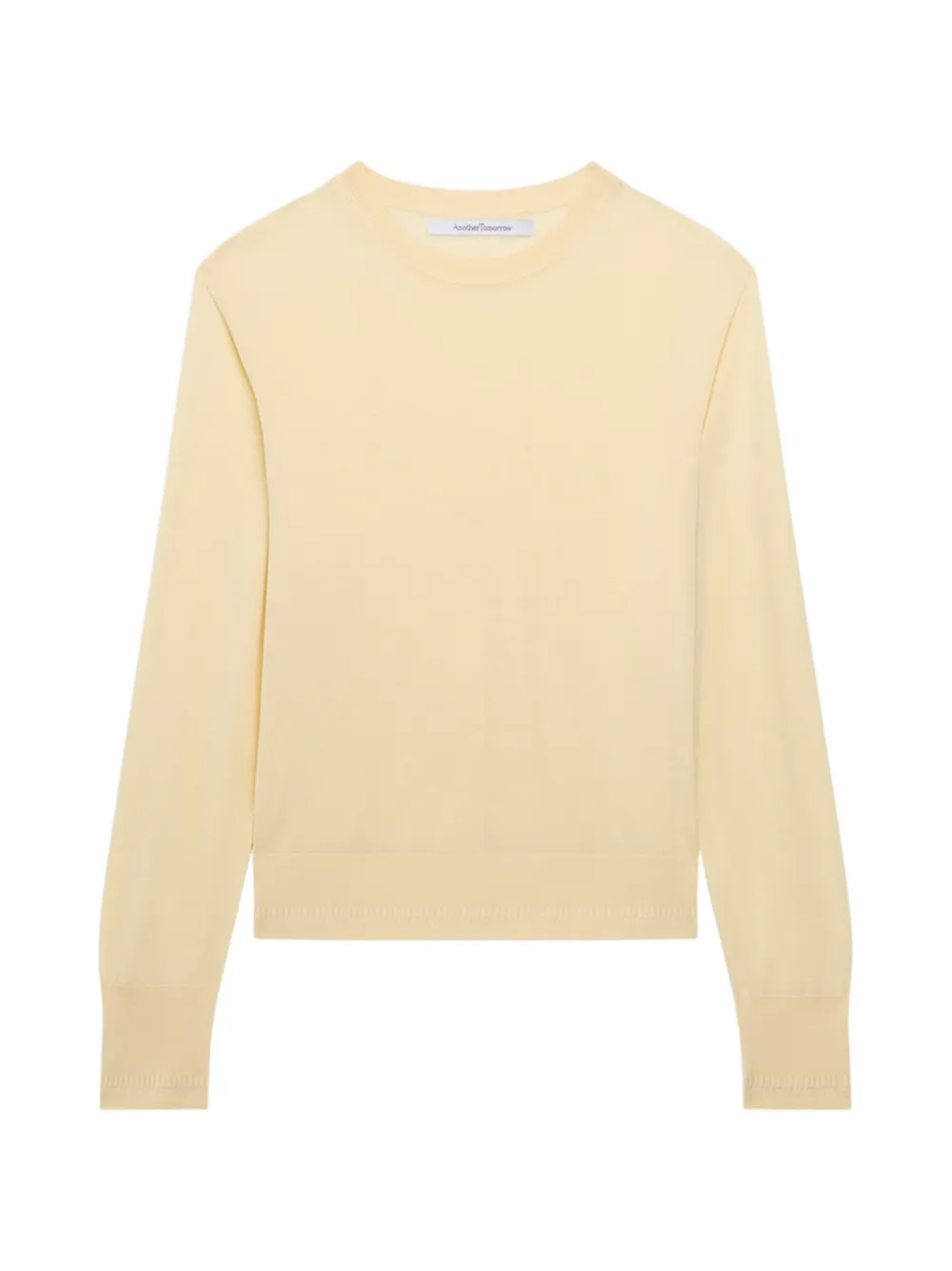 Another Tomorrow fine-knit wool long-sleeve top - Giallo