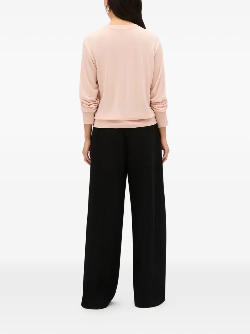 Another Tomorrow Featherweight Crew-neck Sweater in Pink, view 4